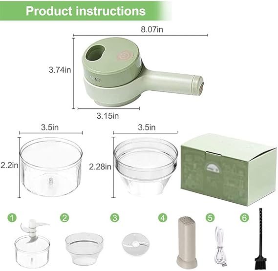 CORTADOR DE VERDURAS 2 EN 1 RECARGABLE USB F-254