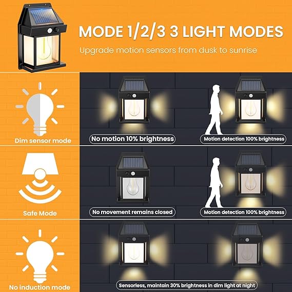 luces de exterior con sensor de movimiento negro