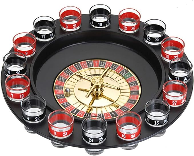 Juego de beber ruleta rusa con 16 copas