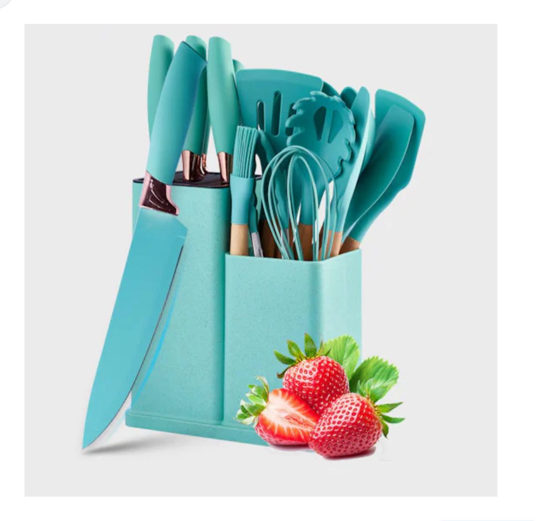Juego de utensilios de cocina y cuchillos de 19 piezas