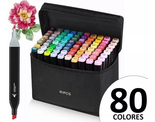 Estuche Marcadores Doble Punta 80 Unidades