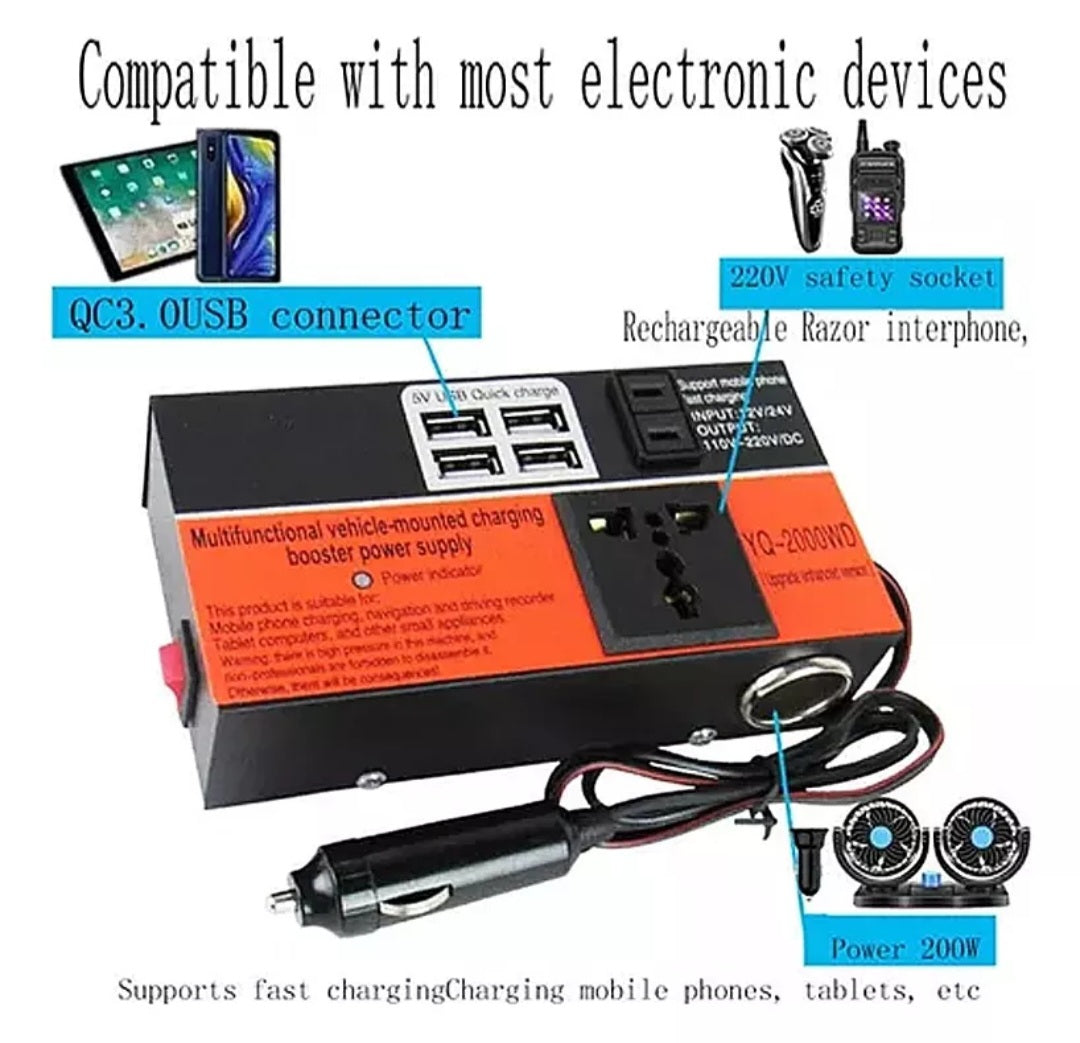 Inversor de auto multifuncional de 12 V 24 V a 220 V