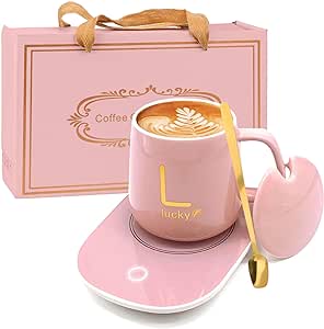 Taza de Café con Calentador Eléctrico Rosado