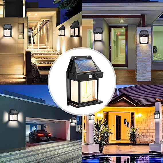 luces de exterior con sensor de movimiento negro