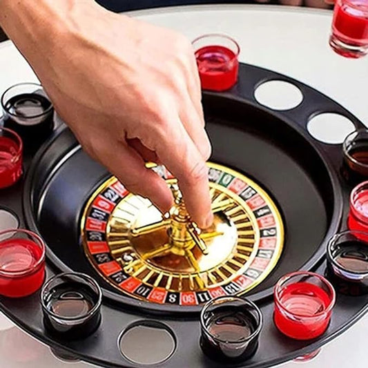 Juego de beber ruleta rusa con 16 copas