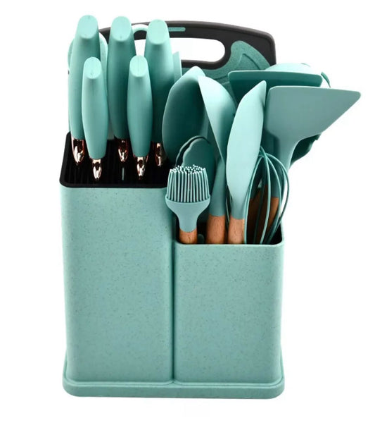 Juego de utensilios de cocina y cuchillos de 19 piezas
